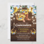 キンセ素朴ニーラ15th誕生日ブーツ女性のカーボーイ 招待状 (正面)