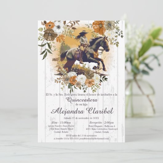 キンセ素朴ースペインのニエラミスカンス女性のカーボーイ 招待状 (スタンド正面)