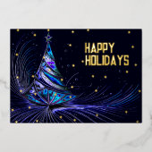 キンダスペーシー抽象芸術クリスマスツリー 箔シーズンカード (正面)