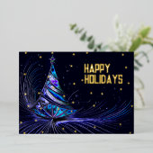 キンダスペーシー抽象芸術クリスマスツリー 箔シーズンカード (立ち正面)