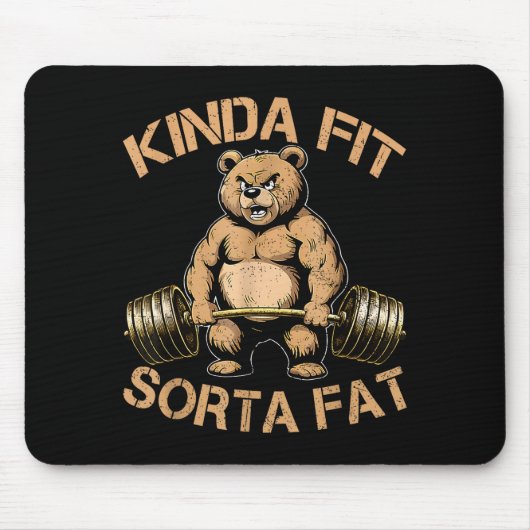キンダフィットソルタファッおもしろいト – ジムベアウェイトリフティング マウスパッド (正面)