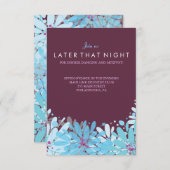 キンダブルーフラワーズバルミツワーパーティーカード 招待状 (正面/裏面)