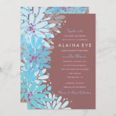 キンダブルーフラワーズバーバルミツワー招待状 招待状 (正面/裏面)