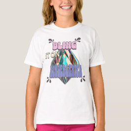 キンダーガーテンの女の子のためのブリンブリンブライトなTシャツ Tシャツ
