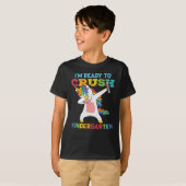 キンダーガーテンを制覇するぞ ユニコーン かわいい 入学準備 Tシャツ (正面フル)