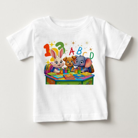 キンダーガーテン カティーズ - ABC アニマル フレンズ トドラー ベビーTシャツ (正面)