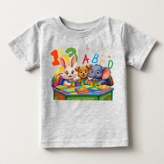 キンダーガーテン カティーズ - ABC アニマル フレンズ ベビーTシャツ (正面)