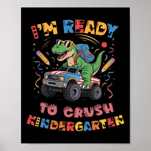 キンダーガーデンのモンスタートラック男子が大暴れ Tシャツ ポスター (正面)
