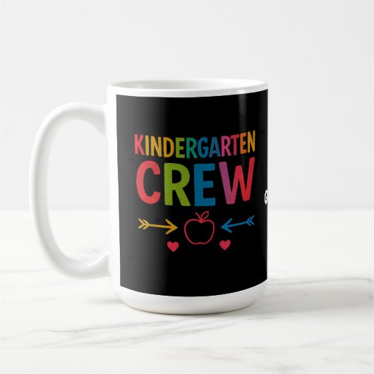キンダークルーおもしろい幼稚園おもしろい新学期 コーヒーマグカップ (左)
