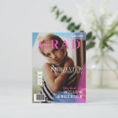 キンダーグラッドマガジンネオンピンク写真卒業 案内ポストカード (スタンド正面)