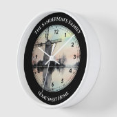 キンダーダイクの水の色絵画の風車 壁時計 (傾斜)