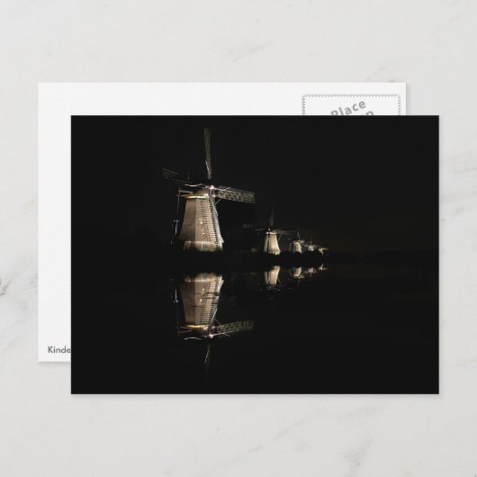 キンダーディクのはがきで照らされた風車 ポストカード (正面/裏面)
