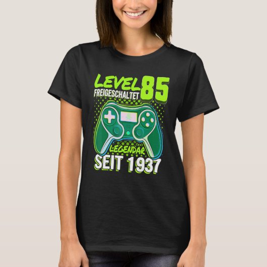 キンダーレベル85ジャールGeburtstags Junge Gamer 1937 Tシャツ (正面)