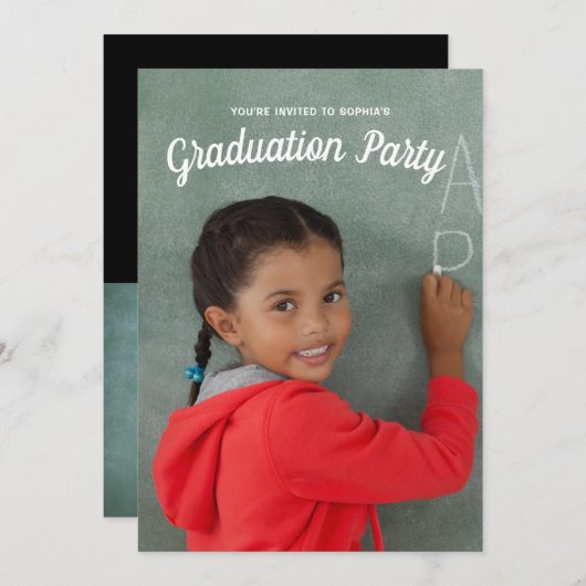 キンダー写真卒業パーティー 招待状 (正面/裏面)