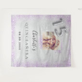 キンチアニェラ シルバー パープル グリッター フォト ウェルカム タペストリー (正面(横))