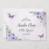 キンチアニェラ パープル フラワー バタフライ 16 サンクス 招待状 (裏面)