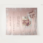 キンチアニェラ ローズゴールド フォト シルバー グリッター タペストリー (正面(横))