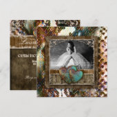 キンチアニェラ 卒業 スイート16 ヴィンテージ レザー フォト 招待状 (正面/裏面)