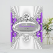 キンチアニェラ 誕生日 プリンセス パープル ダイヤモンド 大きい 招待状 (スタンド正面)