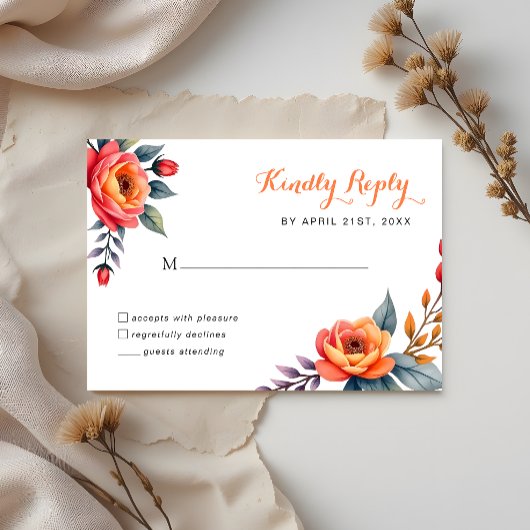 キンチアニェラ 誕生日 ラスティック 水彩 花 出欠カード