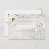 キンチアネラの返信 銀色グリッターのドレス 招待状 (裏面)