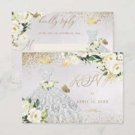 キンチアネラの返信 銀色グリッターのドレス 招待状