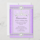 キンチアネラパーティープリティラベンダーハートダイヤモンドティアラ 招待状 (正面)
