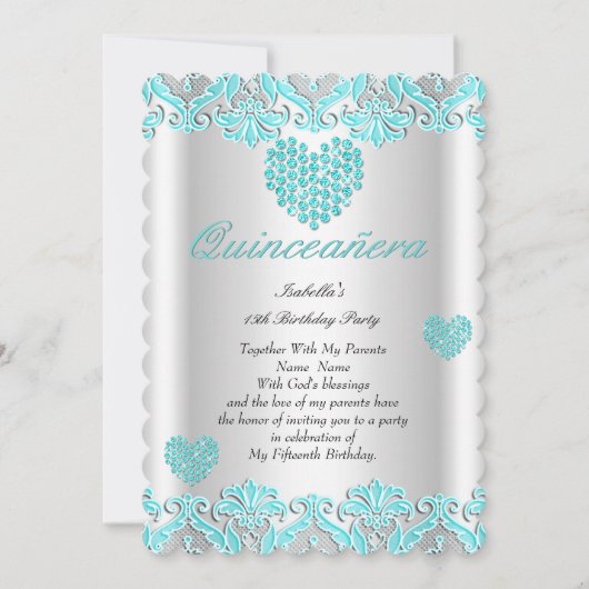 キンチアネラパーティープレッティーテールブルーハートレース 招待状 (正面)