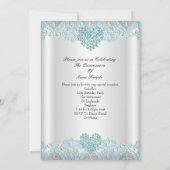 キンチアネラパーティー ティールブルーのハートのレースのティアラ 招待状 (裏面)