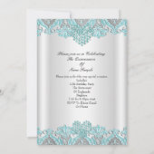 キンチアネラパーティー ティールブルーのハートのレースのティアラ 2 招待状 (裏面)