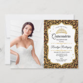 キンチアネラパーティー - ヒョウ柄の白い写真 招待状 (正面)