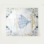 キンチアネラ背景 青い花 ピンクのドレス タペストリー (正面(横))