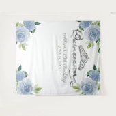 キンチアネラ シルバーフォイル ティアラ 青い花の背景 タペストリー (正面(横))