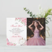キンチアネラ ブラッシュピンク フラワーロ crown サンクスカード 招待状 (スタンド正面)