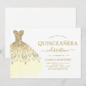 キンチアネラ ホワイト ゴールド グリッター スパークル 招待状 (正面/裏面)