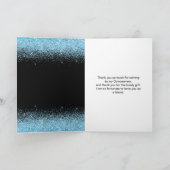 キンチアネラ ライトブルーのドレス 偽のグリッター サンキューカード (内部)