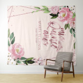 キンチアネラ ローズゴールド フォイル ピンク フラワー バックドロップ タペストリー (インサイチュ(横))