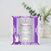 キンチアネラ 15歳の誕生日パーティー グリッター パープル シューズ 招待状 (スタンド正面)