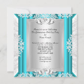 キンチアネラ 15歳の誕生日パーティー グリッター ブルー シューズ 招待状 (裏面)