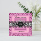 キンチアネラ 15歳 ピンク ブラック ホワイト ゼブラ レース 招待状 (スタンド正面)