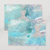 キンチアネラ Save the Date シルバーアクアブルーのドレス セーブザデート (正面/裏面)