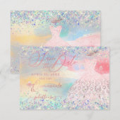 キンチアネラ Save the Date ブラッシュピンクのドレス 招待状 (正面/裏面)