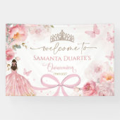 キンチェアニェラ ブラッシュピンク リボン 花 バタフライ 横断幕 (横)