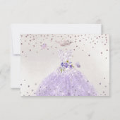 キンチェアニェラ ライラックパープル グリッター ドレス 招待状 (裏面)