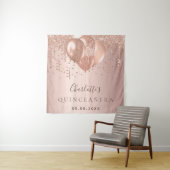 キンチェアニェラ ローズゴールド グリッター風船 モノグラム タペストリー (インサイチュ)