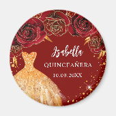 キンチェアニェラ 赤金グリッター ドレス 名前 マグネット (正面)