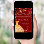 キンチェアニェラ 赤 ゴールド ドレス 花 招待状