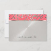 キンチェアニャ  ピンクとシルバーのフィリグリー スワール 招待状 (正面)