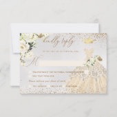 キンチェアネラの招待状 RSVP ゴールドグリッターのドレス 招待状 (裏面)