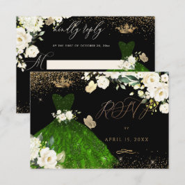 キンチェアネラの返信 エメラルドグリーンのスパンコールドレス 招待状